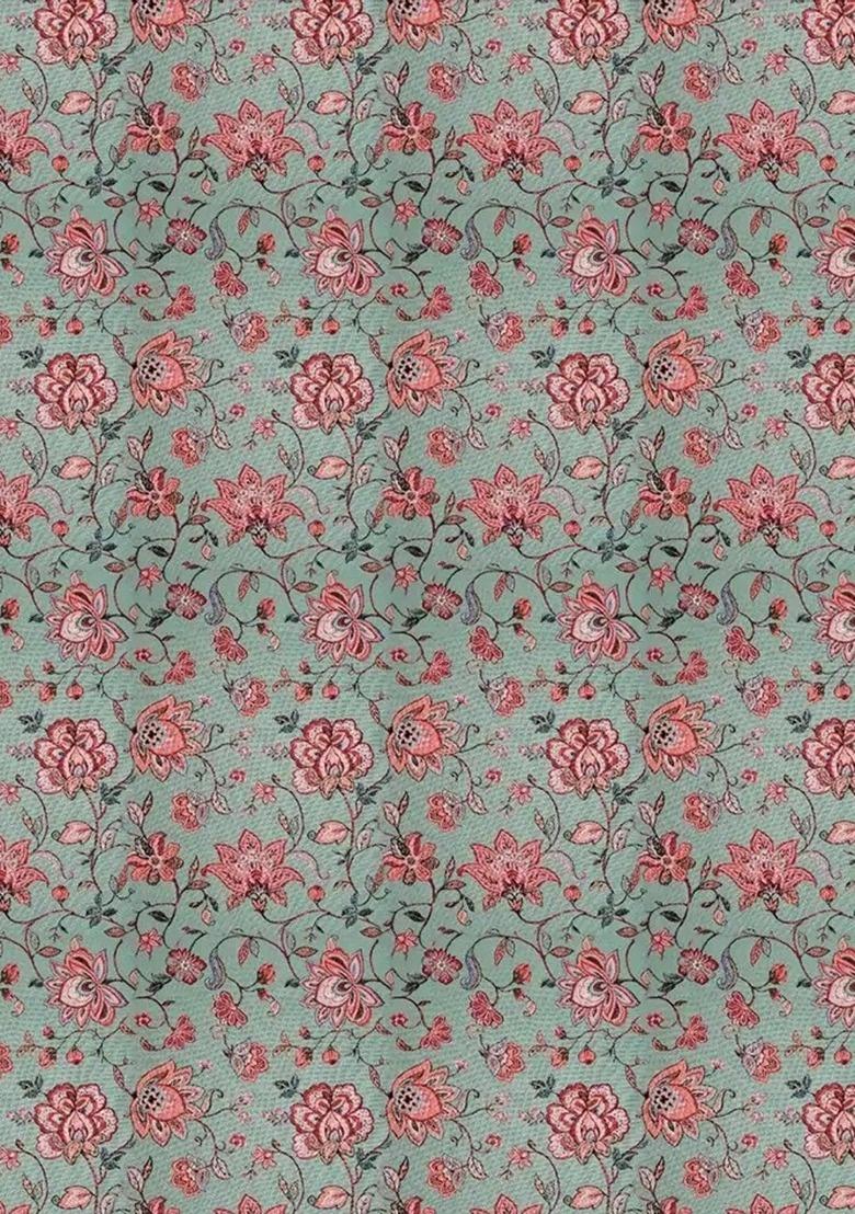 Girls Mint Green Floral Print Jumpsuit