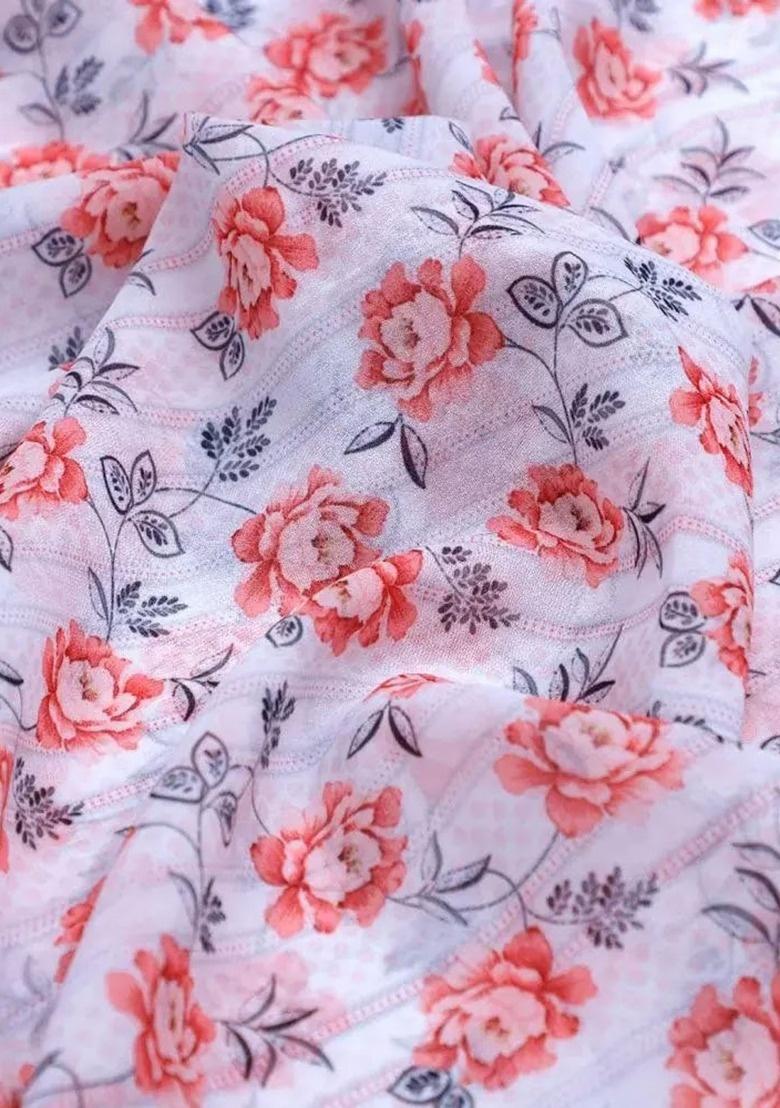 Girls Lavender Floral Print Kurta Set - Indya