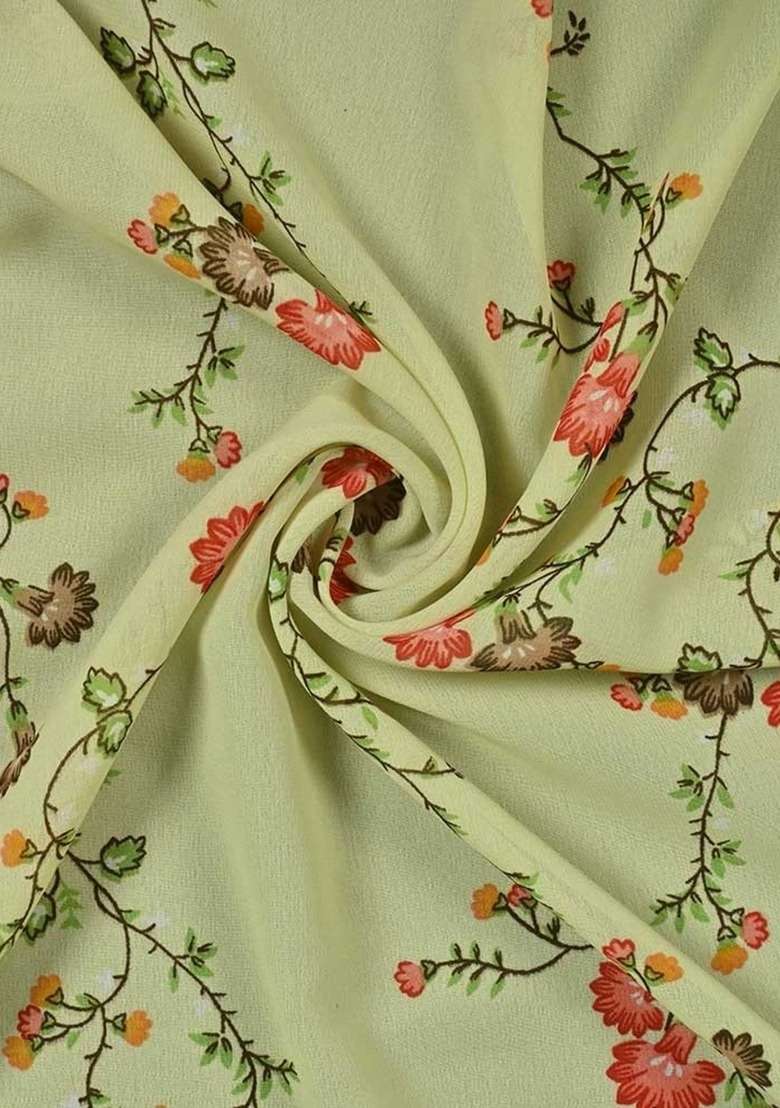 Girls Yellow Floral Print Georgette Kurta Set - Indya