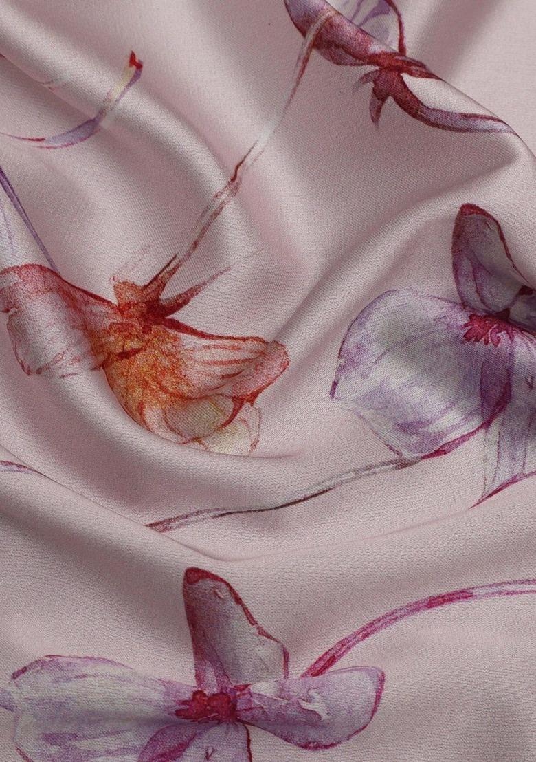 Girls Multicolor Floral Print Satin Kaftan Set - Indya