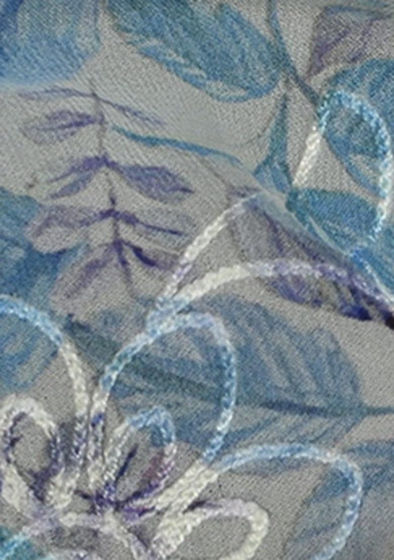 Girls Blue Floral Print Georgette Sharara Set - Indya