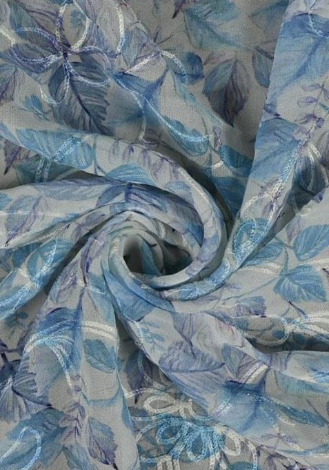 Girls Blue Floral Print Georgette Sharara Set