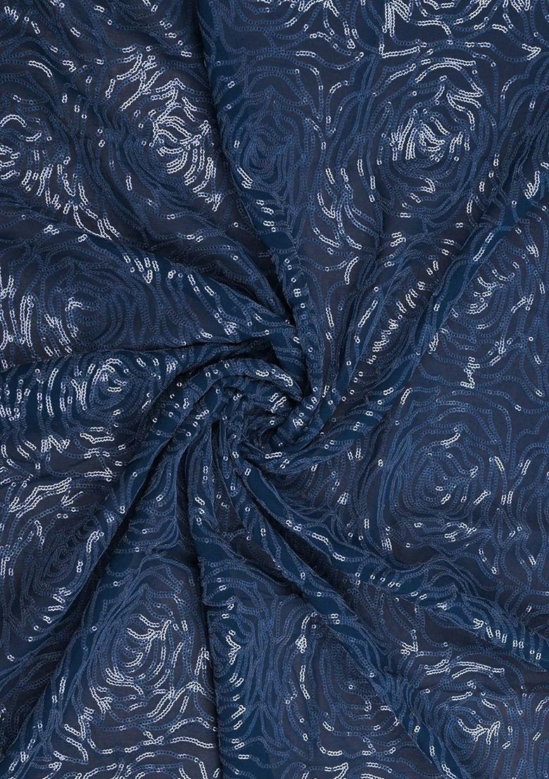 Girls Blue Sequin Georgette Sharara Set