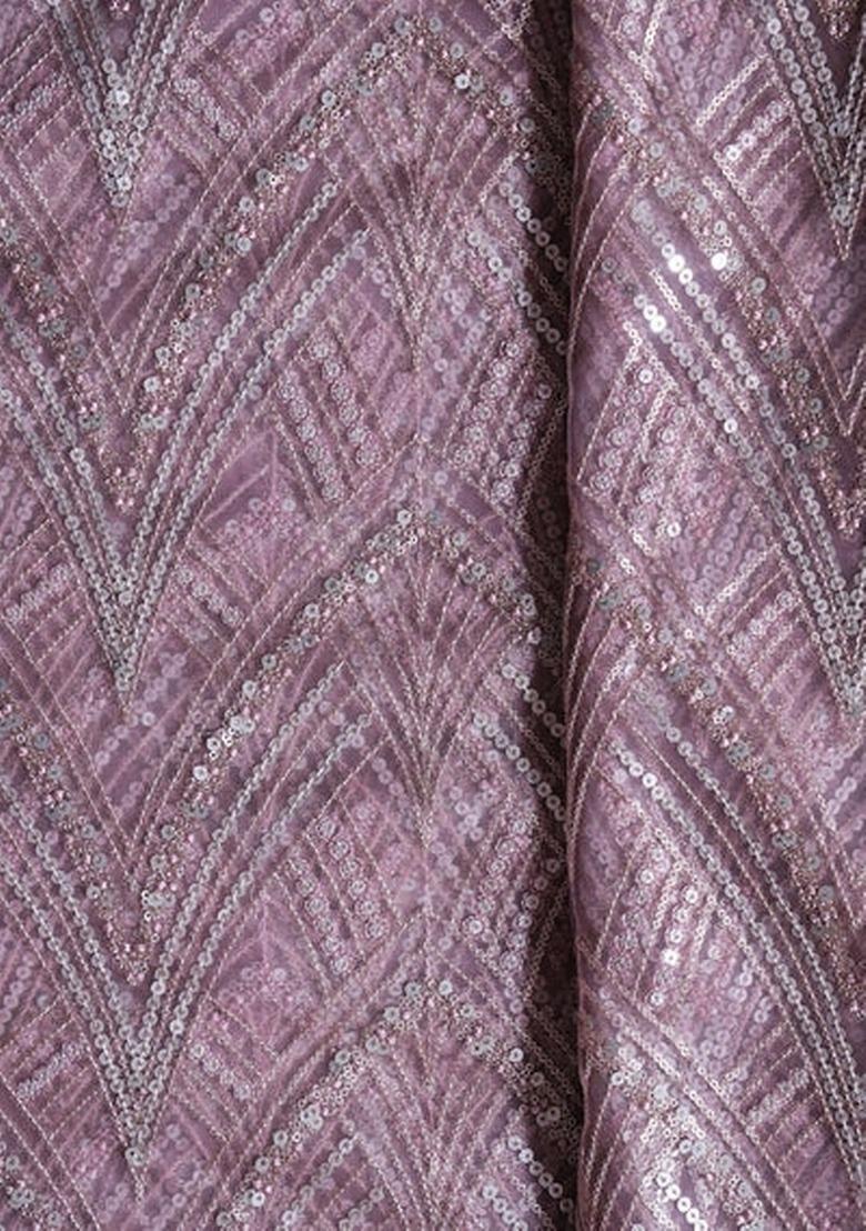 Girls Mauve Embroidered Net Kurta Set - Indya