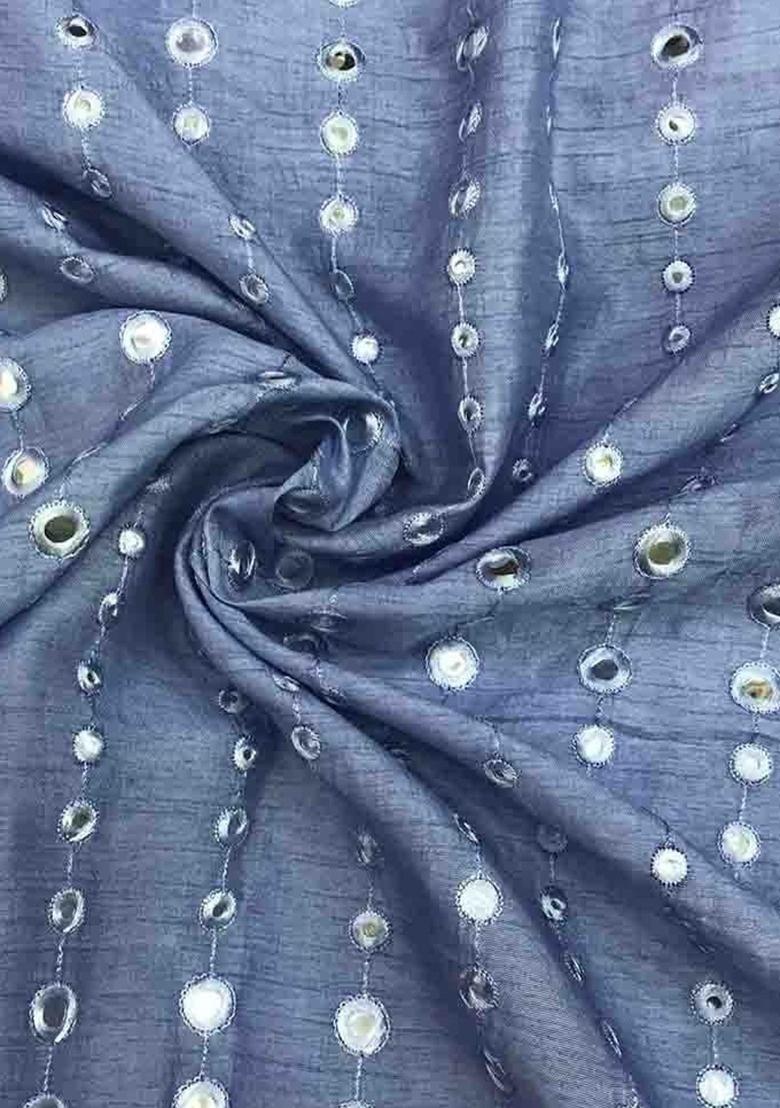 Girls Blue Embroidered Georgette Kurta Set