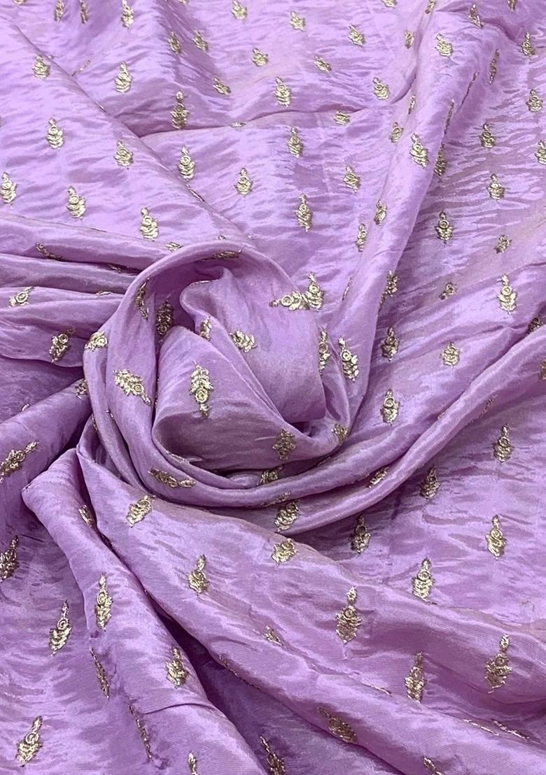 Girls Lavender Embroidered Tissue Kurta Set - Indya