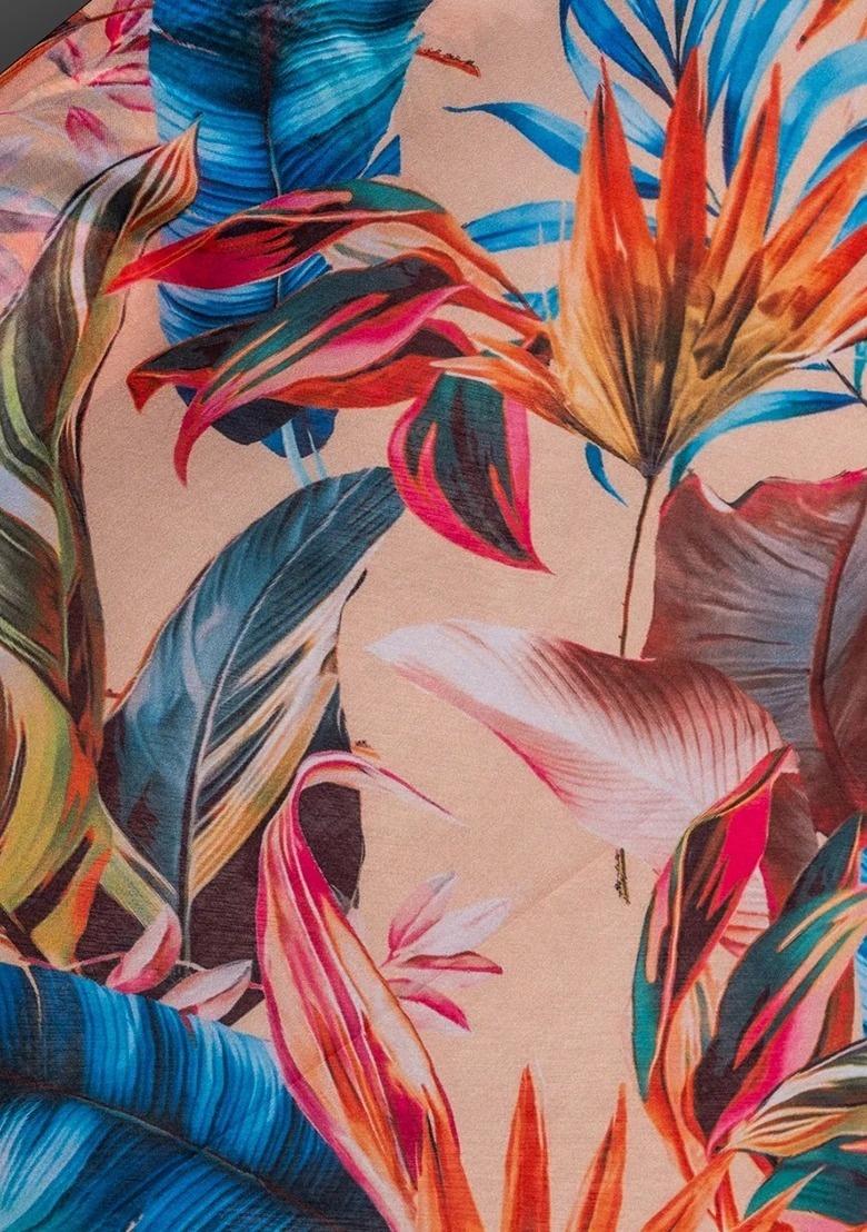 Girls Multicolor Floral Print Organza Lehenga Set - Indya