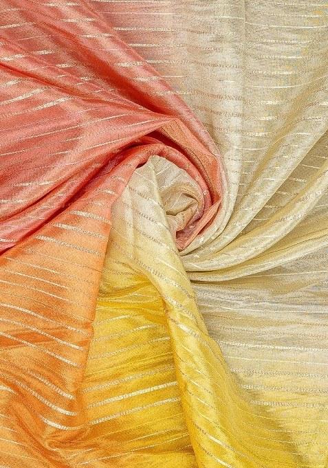 Girls Multicolor Textured Tissue Lehenga Set