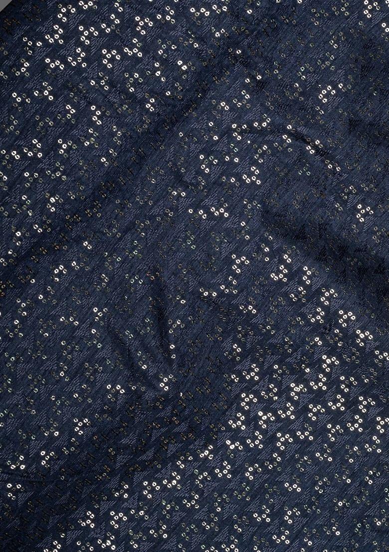 Girls Blue Sequin Silk Lehenga Set - Indya