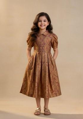 Girls Purple Brocade Dress