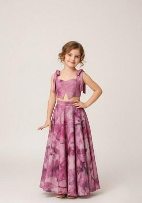 Girls Pink Cotton Floral Printed Dress