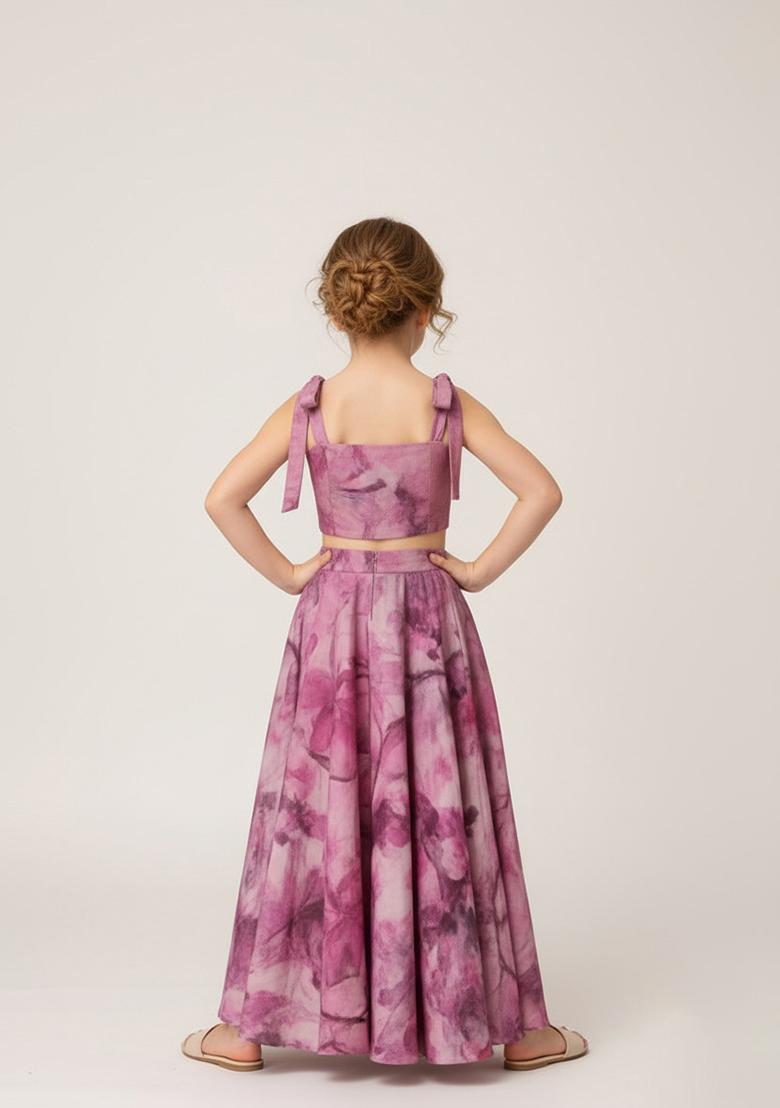 Girls Pink Cotton Floral Printed Dress