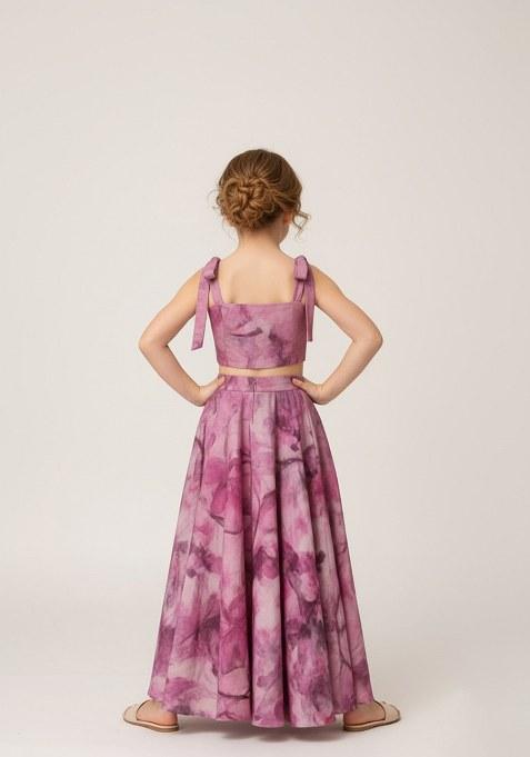 Girls Pink Cotton Floral Printed Dress