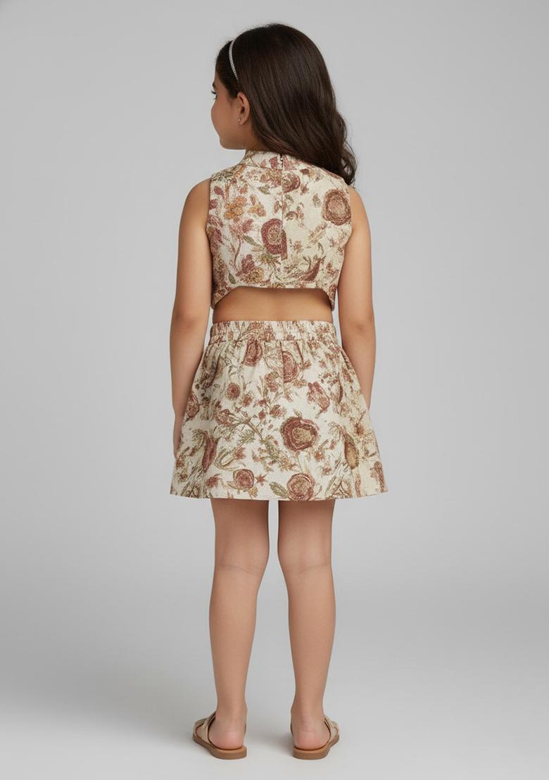 Girls Multicolor Cotton Floral Printed Dress - Indya