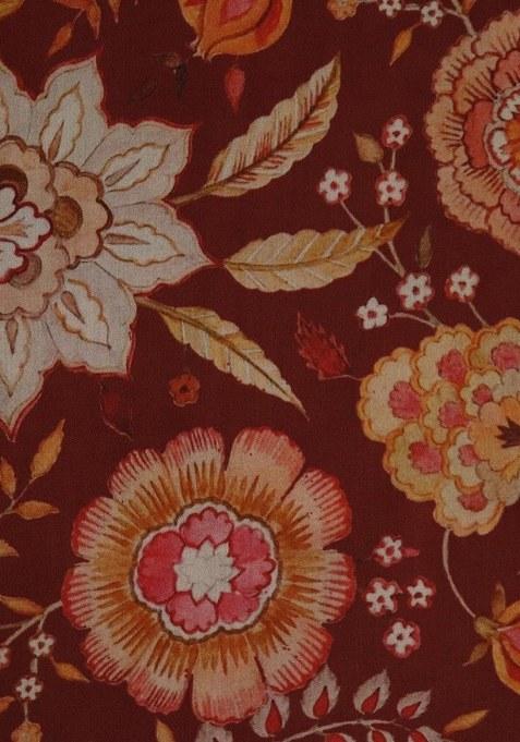 Girls Red Cotton Floral Printed Dress