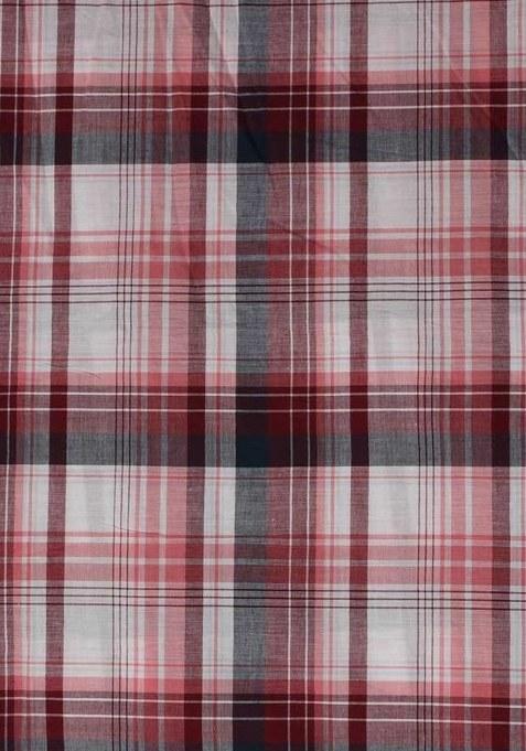 Girls Red Cotton Checked Dress