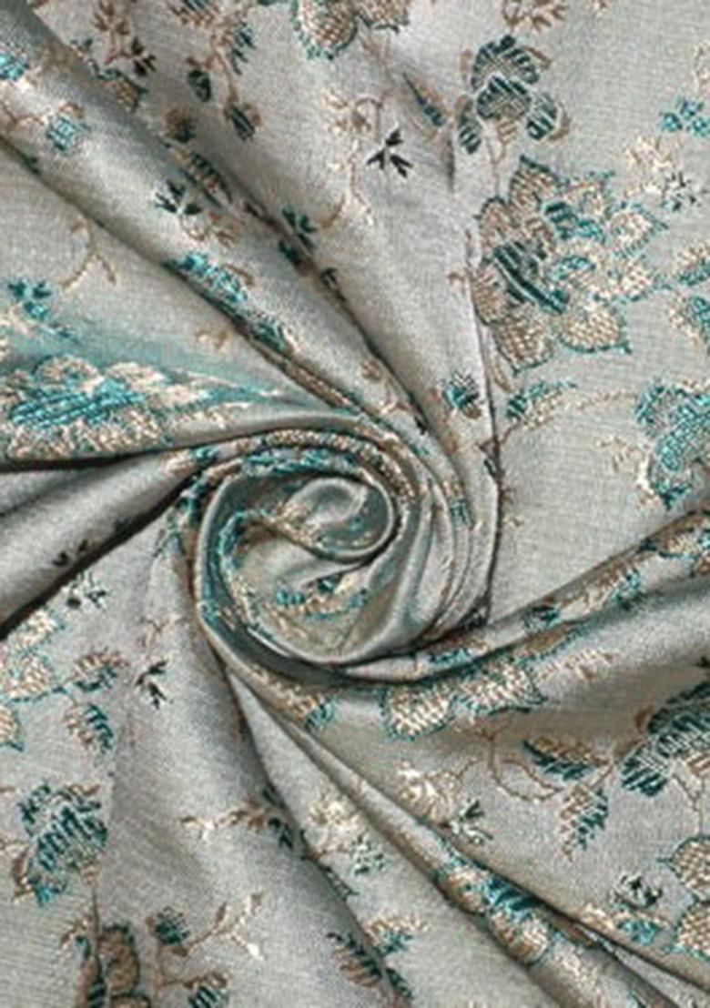 Girls Powder Blue Brocade Dress - Indya