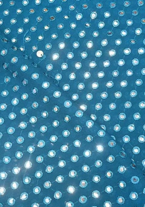 Girls Blue Georgette Embellished Fusion Set