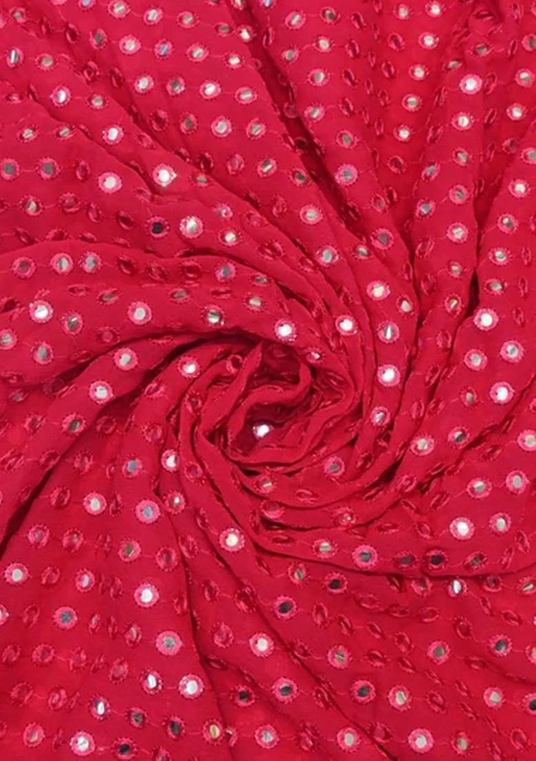 Girls Red Georgette Embellished Fusion Set