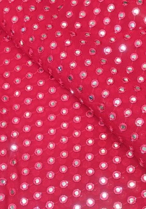 Girls Red Georgette Embellished Fusion Set