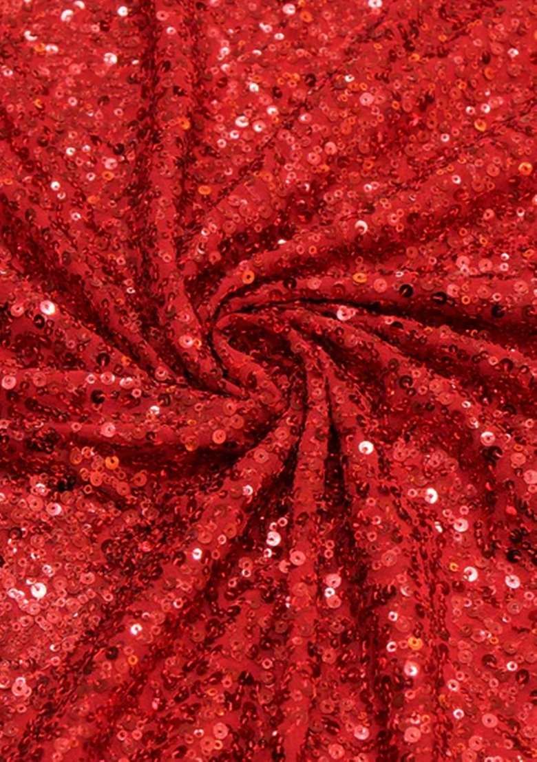 Girls Red Georgette Sequin Fusion Set - Indya