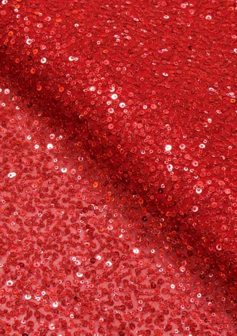 Girls Red Georgette Sequin Fusion Set - Indya