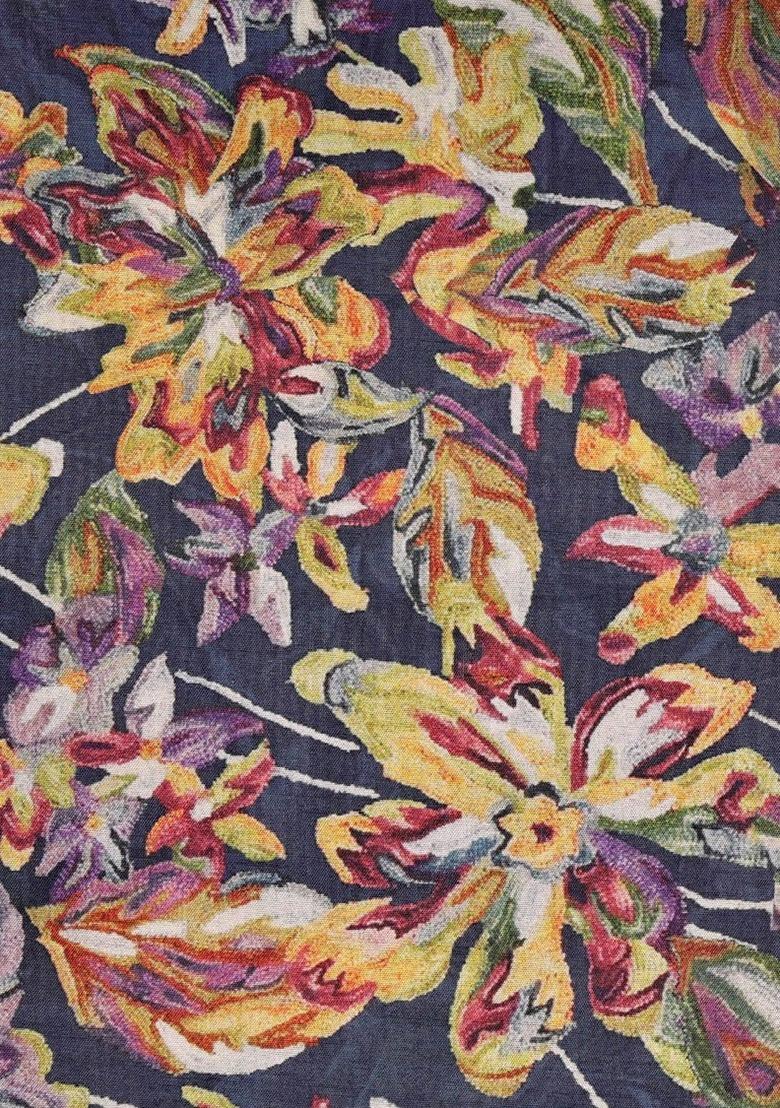 Girls Purple Silk Floral Printed Fusion Set - Indya