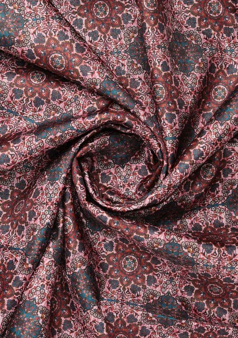 Girls Pink Silk Floral Printed Fusion Set - Indya