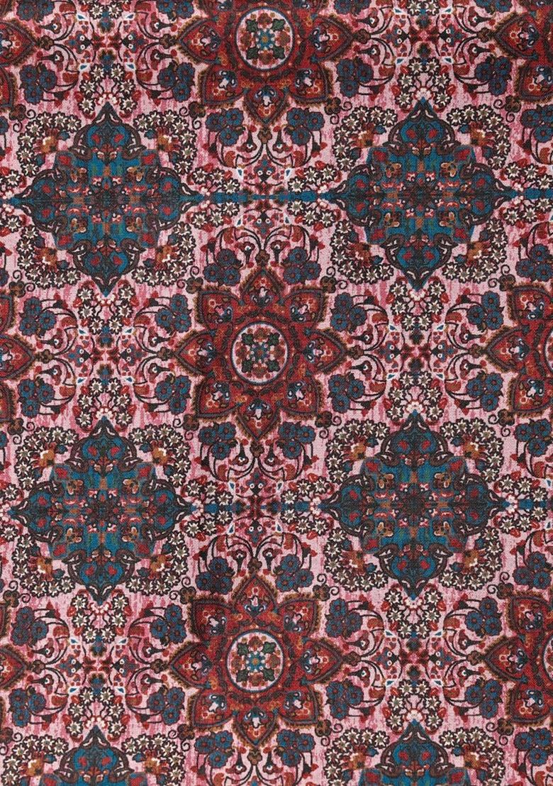 Girls Pink Silk Floral Printed Fusion Set - Indya