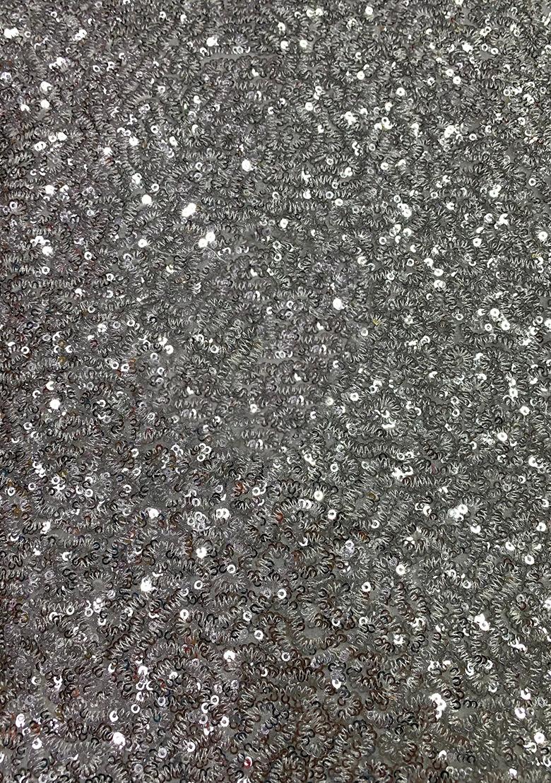 Girls Grey Satin Sequin Jacket Fusion Set - Indya