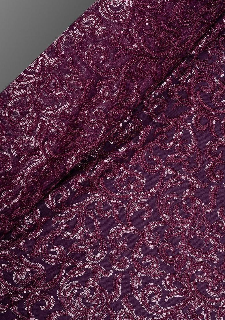 Girls Maroon Georgette Sequin Embroidered Blouse Fusion Set - Indya