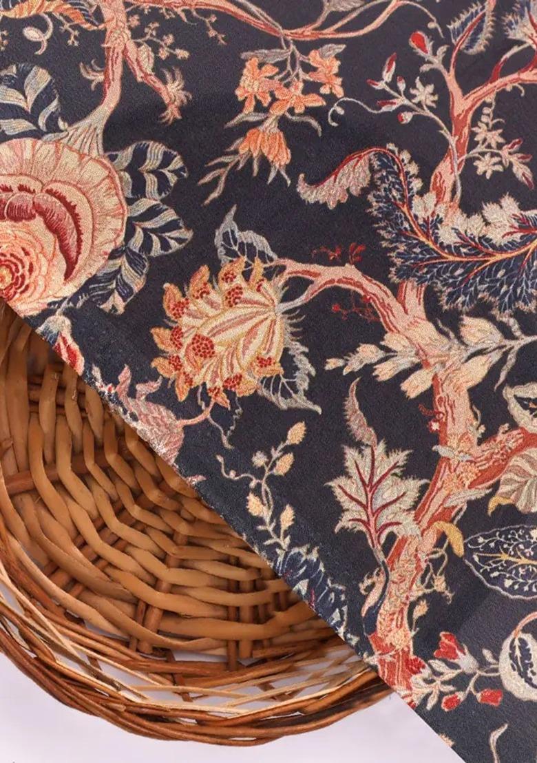 Girls Black Georgette Floral Printed Fusion Set - Indya