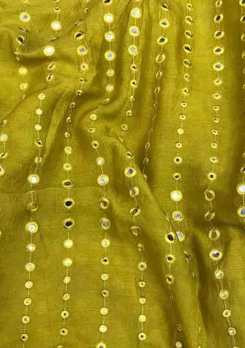 Girls Light Green Georgette Embellished Blouse Lehenga Set