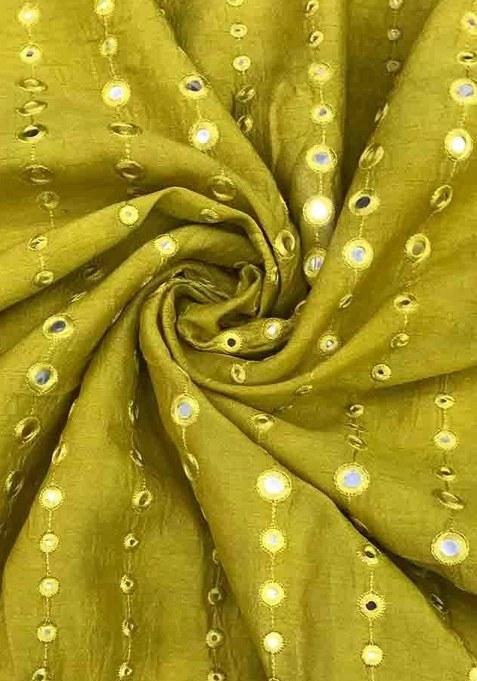 Girls Light Green Georgette Embellished Blouse Lehenga Set