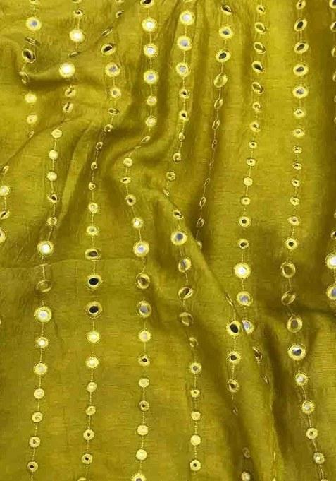 Girls Light Green Georgette Embellished Blouse Lehenga Set