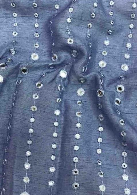 Girls Blue Georgette Embellished Blouse Lehenga Set