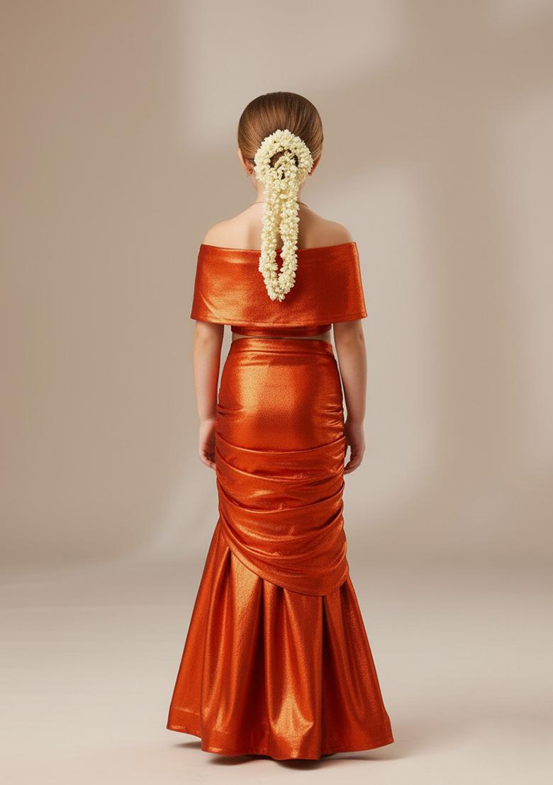 Girls Red Georgette Fusion Set - Indya