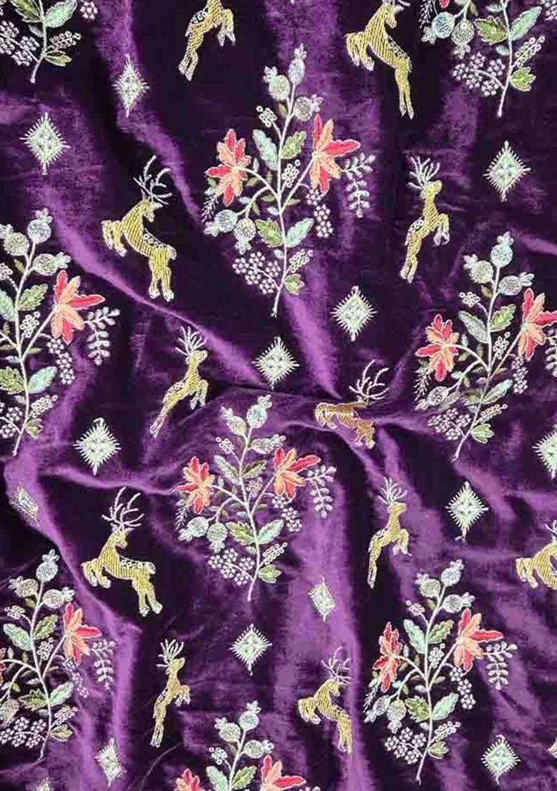 Girls Purple Embroidered Blouse Fusion Set - Indya