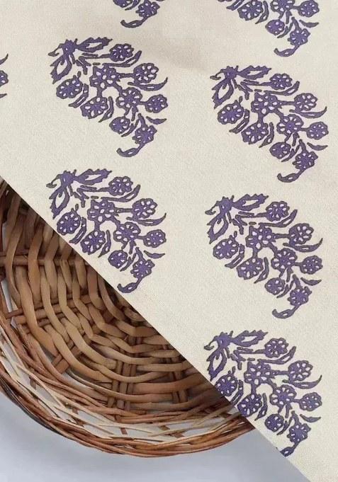 Girls Off White Satin Block Printed Short Kurta With Palazzo