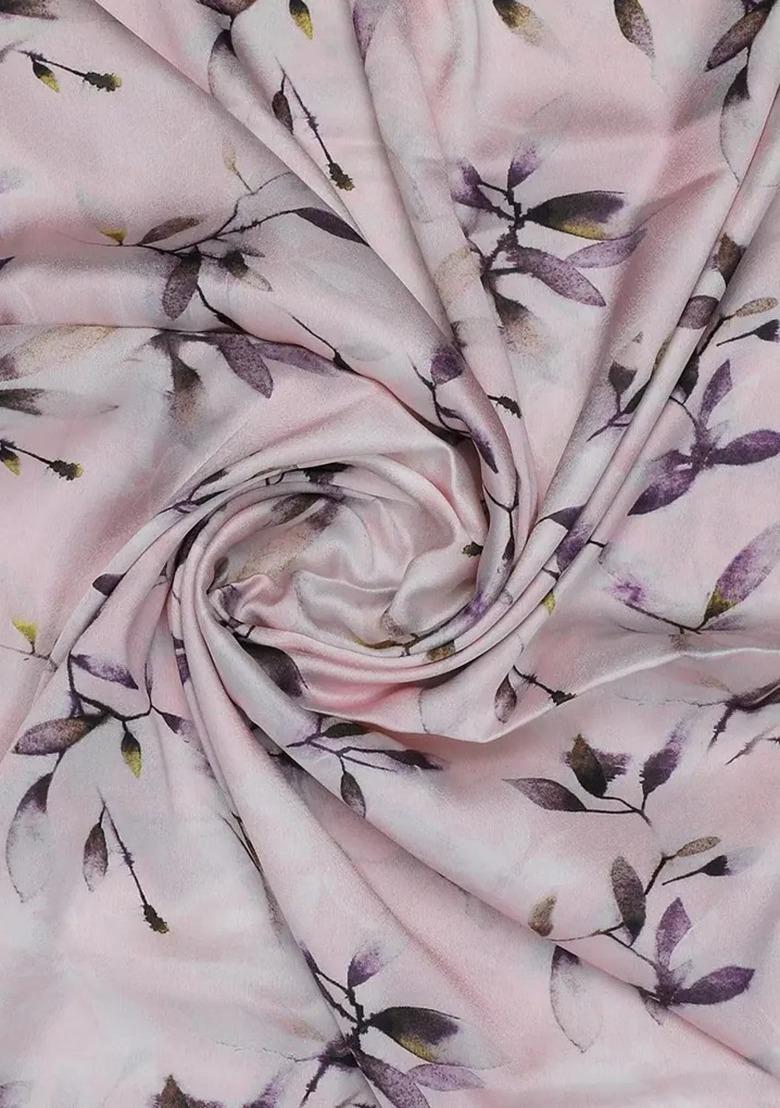 Girls Pink Satin Floral Printed Short Kurta With Palazzo - Indya