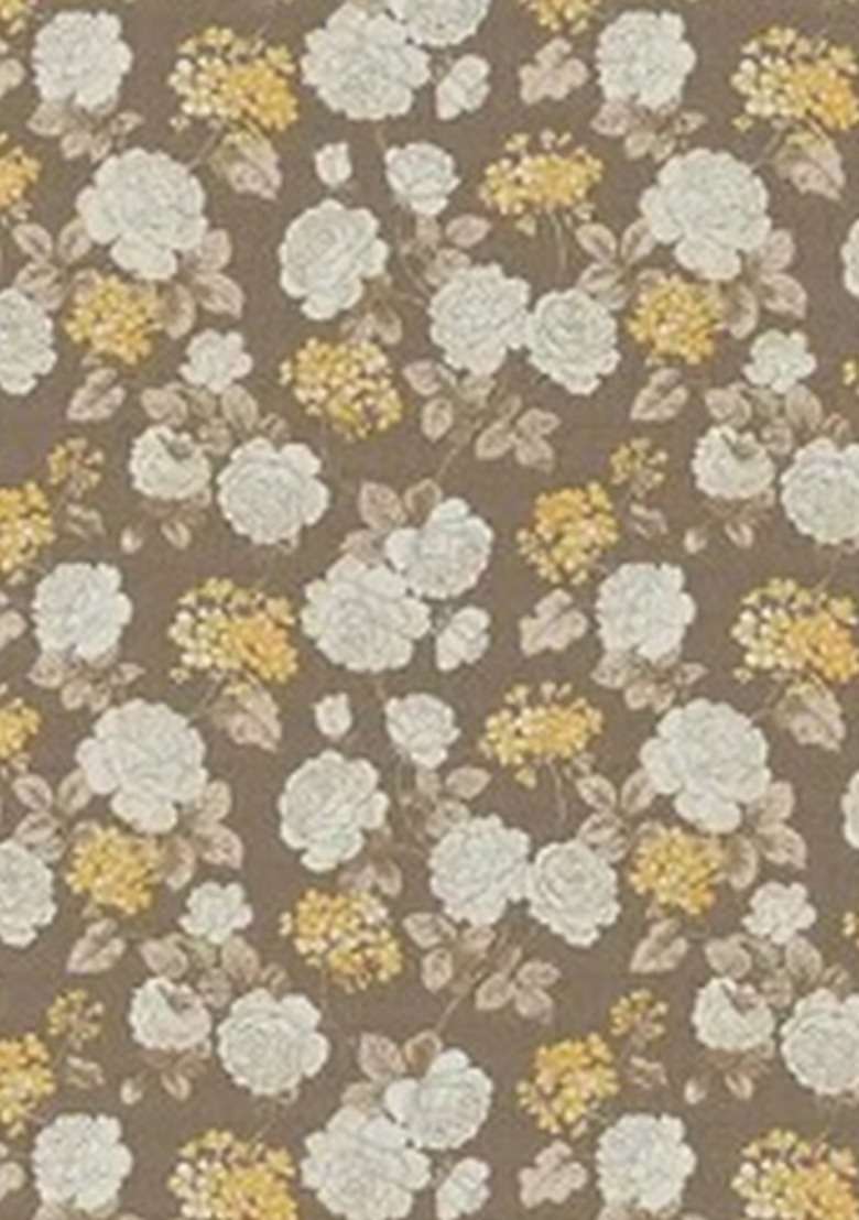 Girls Light Brown Satin Floral Printed Fusion Set - Indya