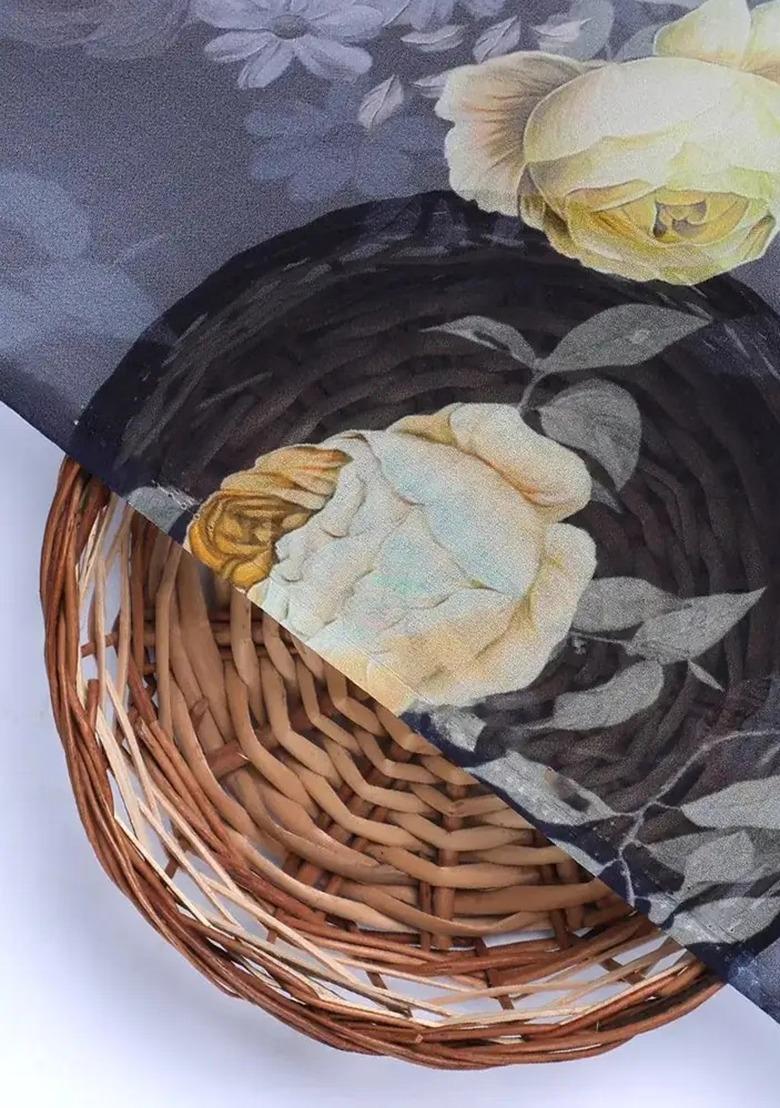 Girls Blue Georgette Floral Printed Short Kurta With Palazzo - Indya