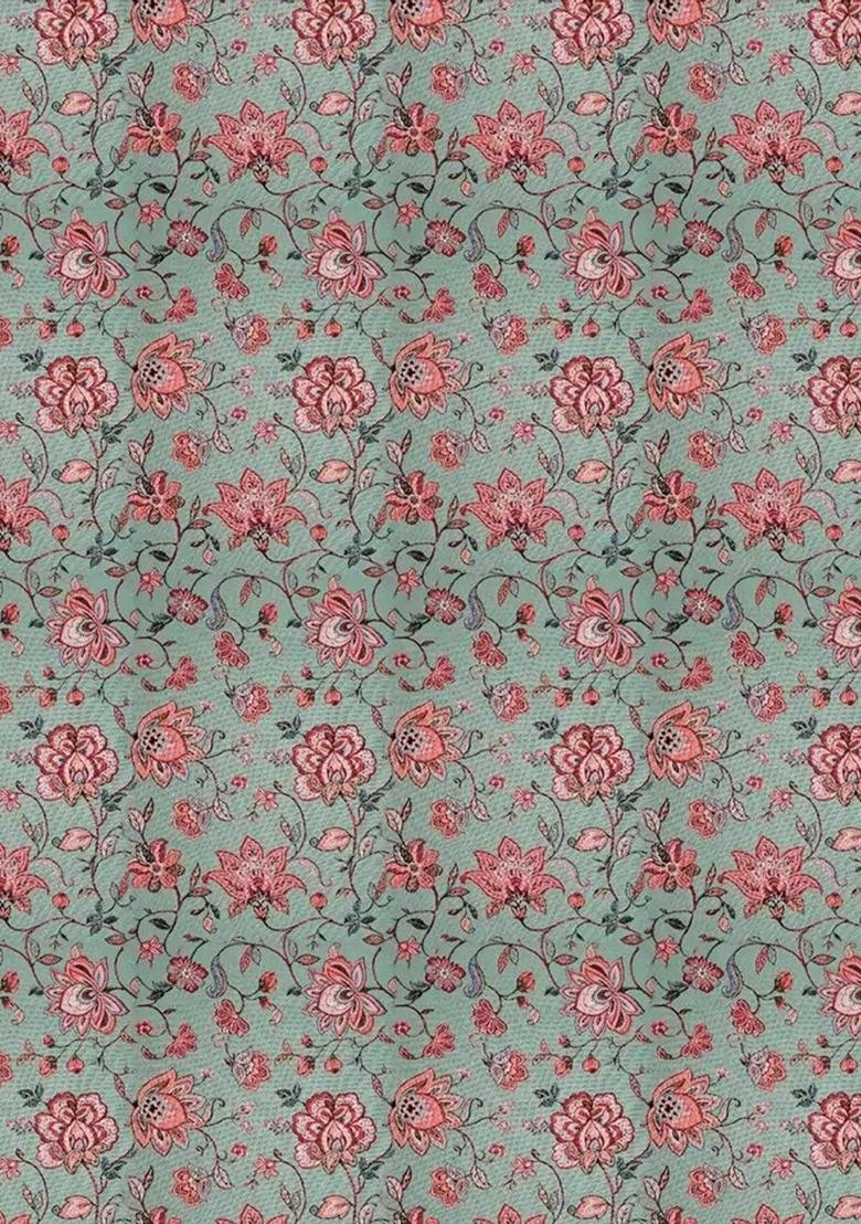 Girls Mint Green Floral Printed Fusion Set - Indya