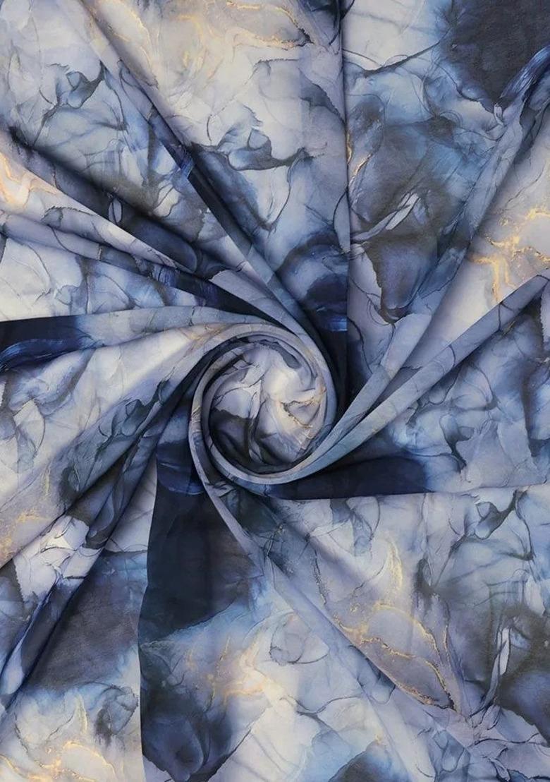 Girls Blue Abstract Printed Fusion Set - Indya