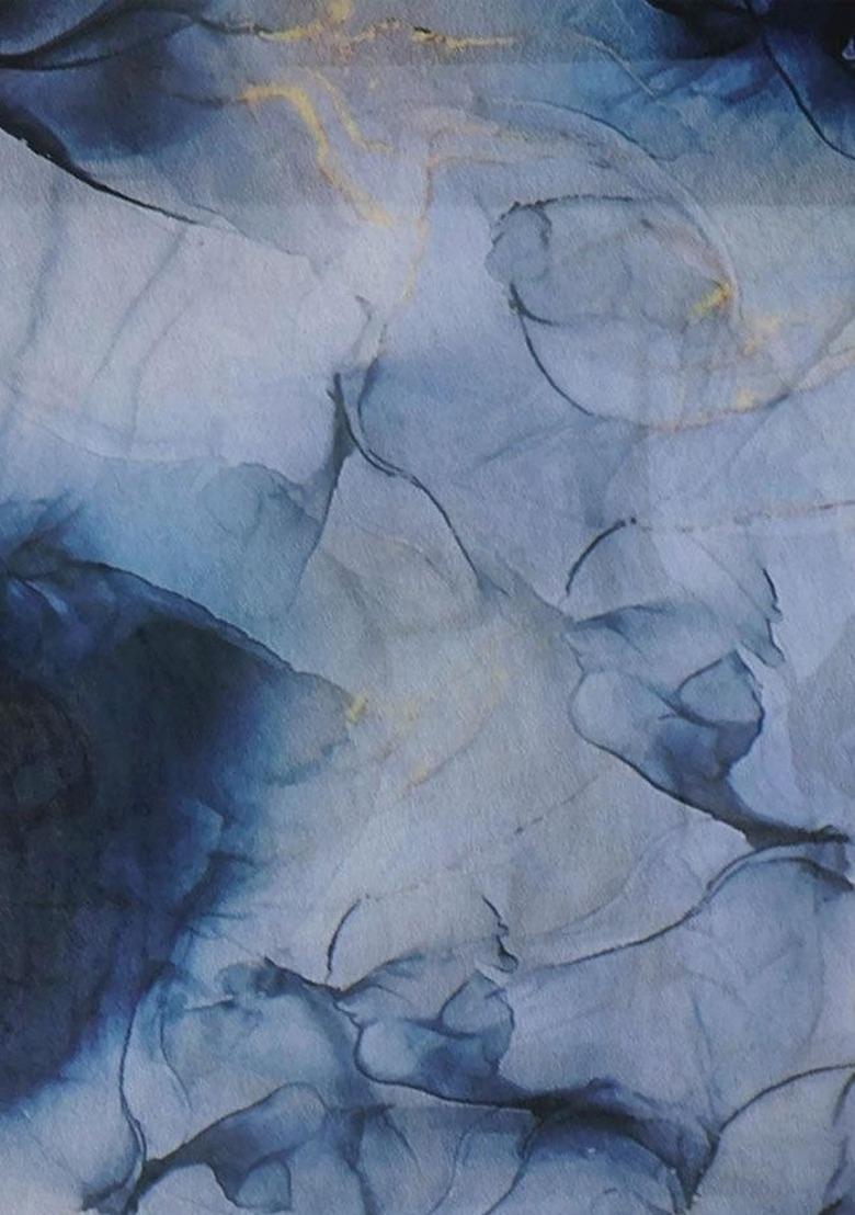 Girls Blue Abstract Printed Fusion Set - Indya