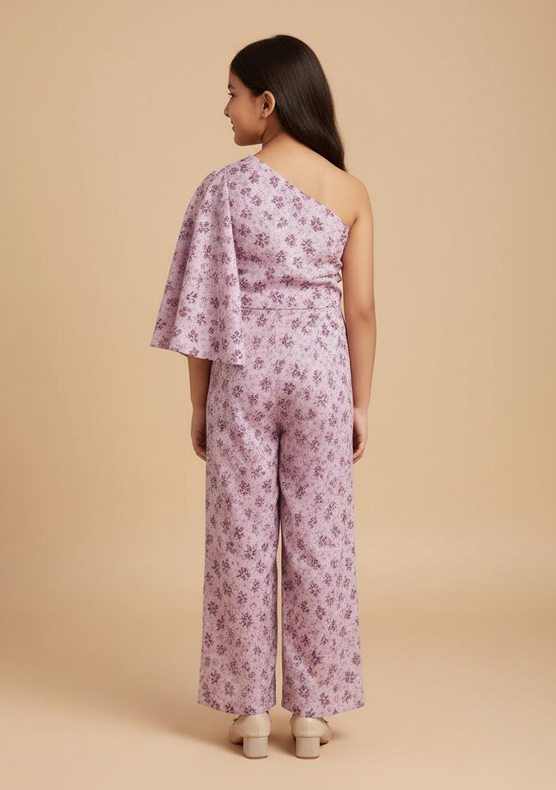 Girls Pink Floral Printed Fusion Set - Indya