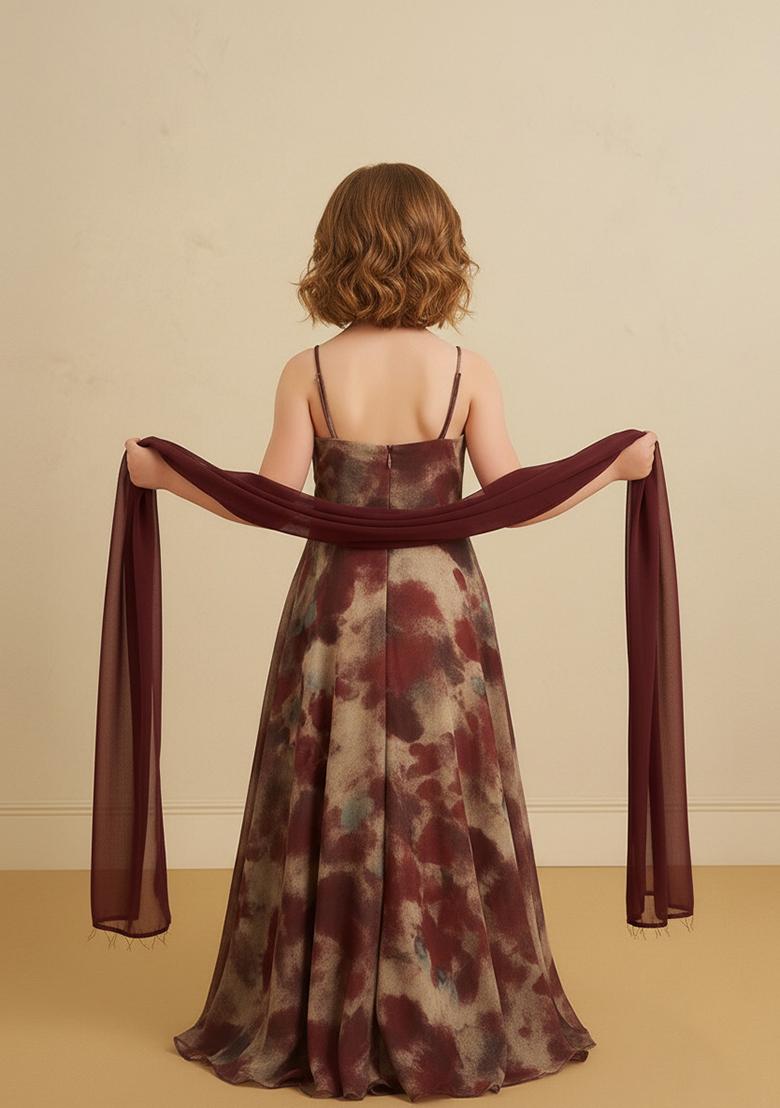 Girls Multicolor Georgette Abstract Printed Anarkali Set