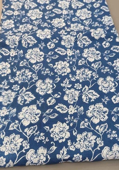 Girls Blue Chinon Floral Printed Short Kurta With Sharara Set