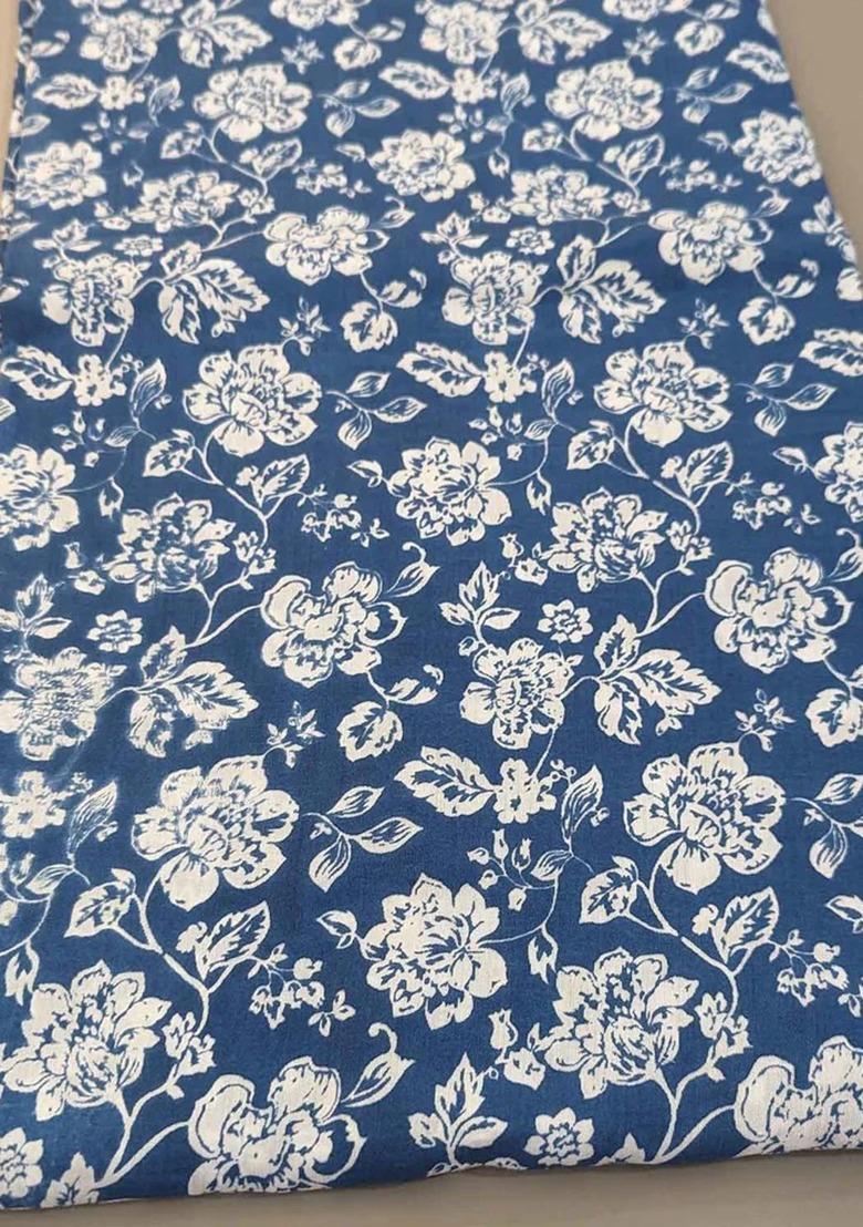 Girls Blue Chinon Floral Printed Short Kurta With Sharara Set - Indya