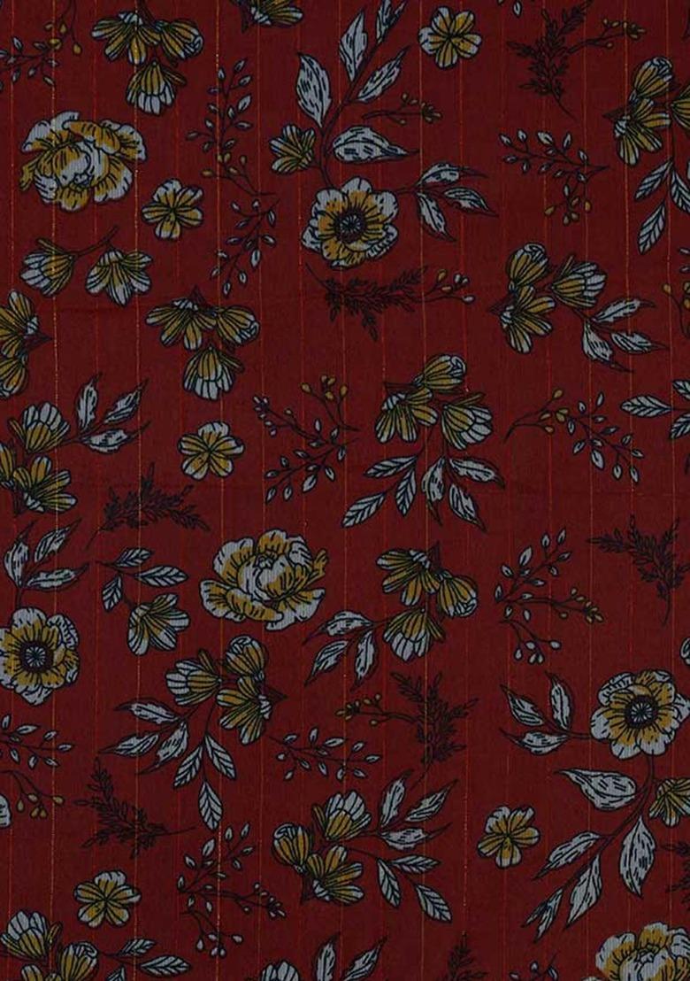 Girls Maroon Chiffon Floral Printed Sharara Set - Indya